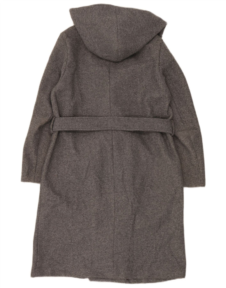 Zara Dame Oversized Overfrakke med hætte UK 6 XS Grå Polyester