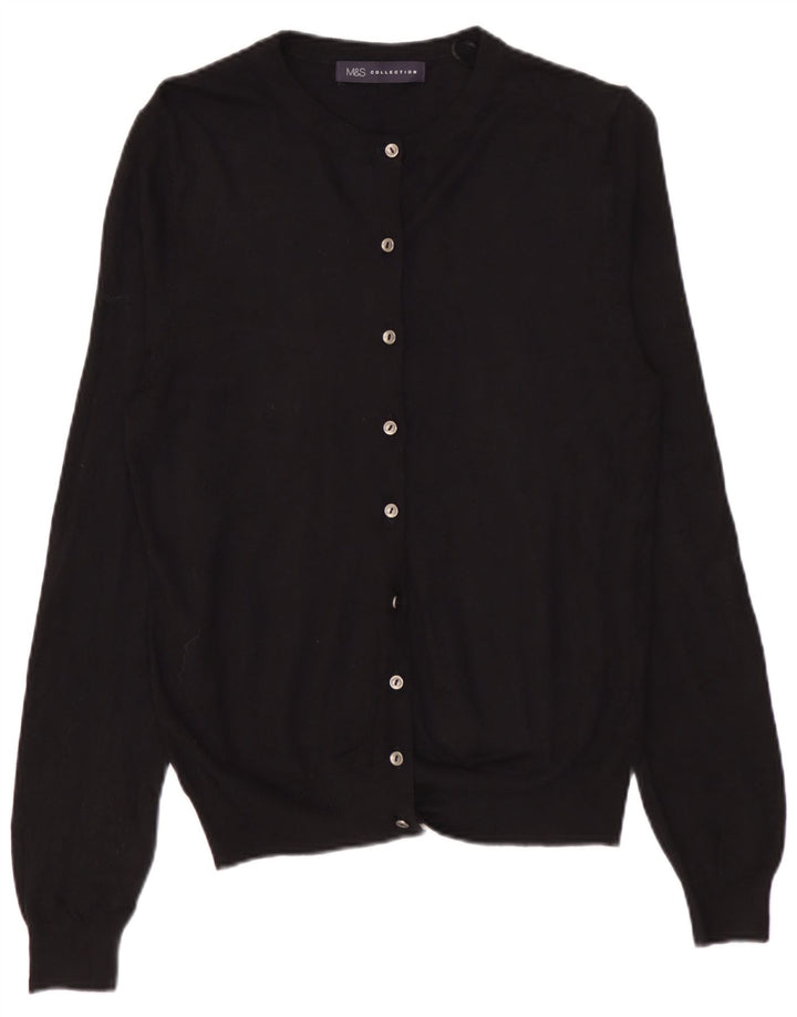 Marks & Spencer Dame Cardigan Sweater UK 10 Small Black Viscose