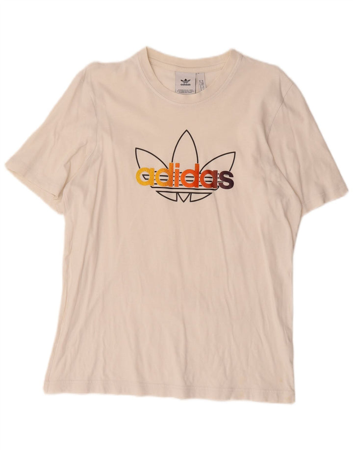 Adidas grafisk t-shirt til mænd, medium off white bomuld