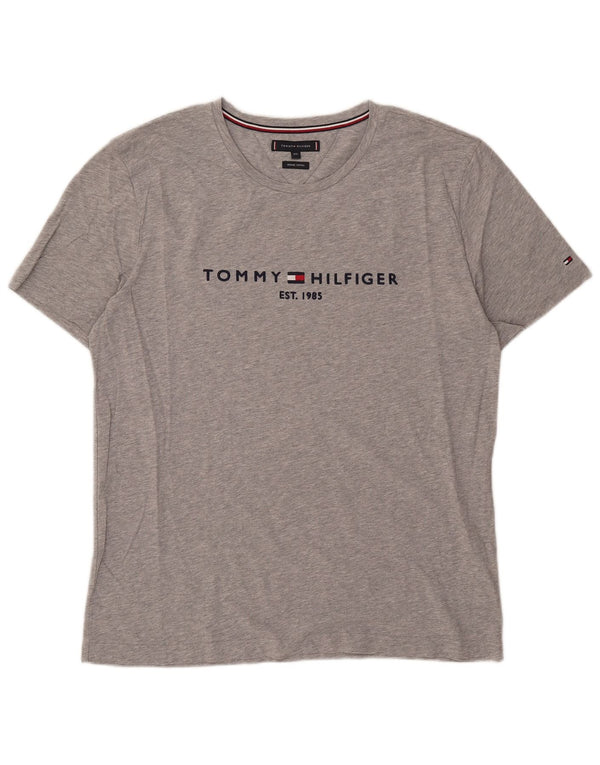 Tommy Hilfiger Mens Graphic T-Shirt Top 2XL Grey Cotton