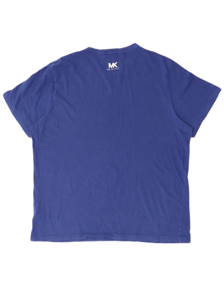 MICHAEL KORS Herre grafisk T-shirt Top XL Blå Bomuld