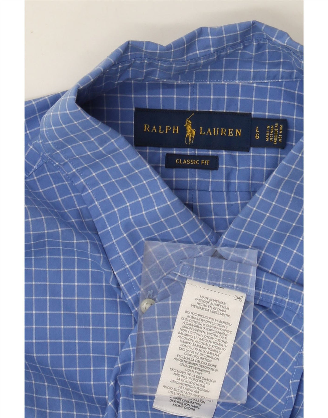 Ralph Lauren Herre Classic Fit skjorte Large Blue Gingham Cotton
