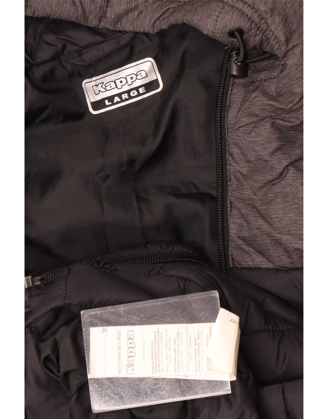 Kappa Herre hættepolstret jakke UK 40 Large Black Colourblock Polyamid