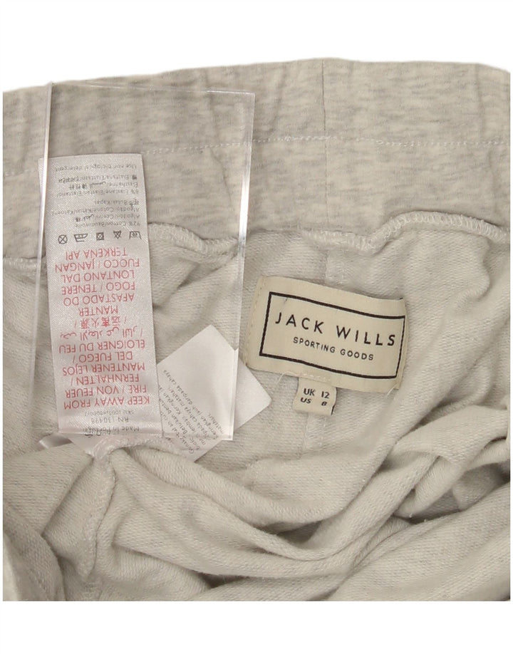 JACK WILLS Womens Graphic Tracksuit Trousers Joggers UK 12 Medium Grey