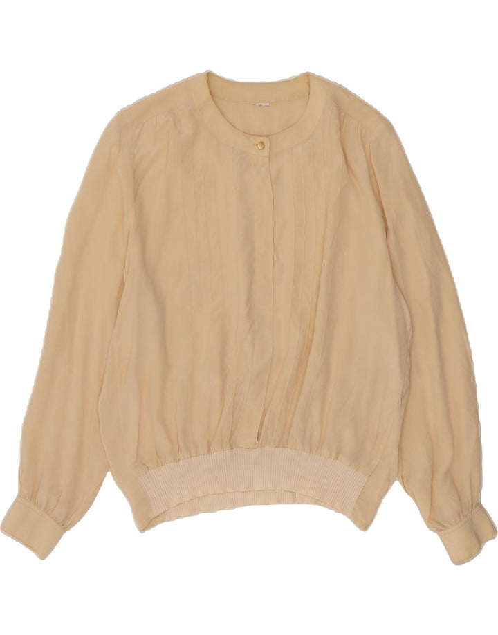VINTAGE Womens Long Sleeve Blouse Top UK 14 Medium Beige Vintage Vintage and Second-Hand Vintage from Messina Hembry 