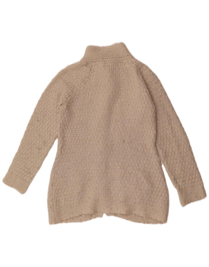 Zara Dame Cardigan Sweater UK 14 Stor Hvid Akryl