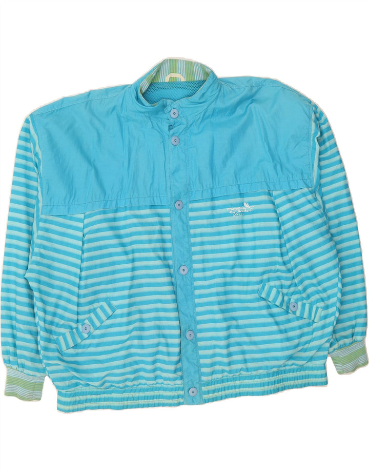 VINTAGE Mens Windbreaker Jacket UK 44 2XL Blue Striped Cotton Vintage Vintage and Second-Hand Vintage from Messina Hembry 