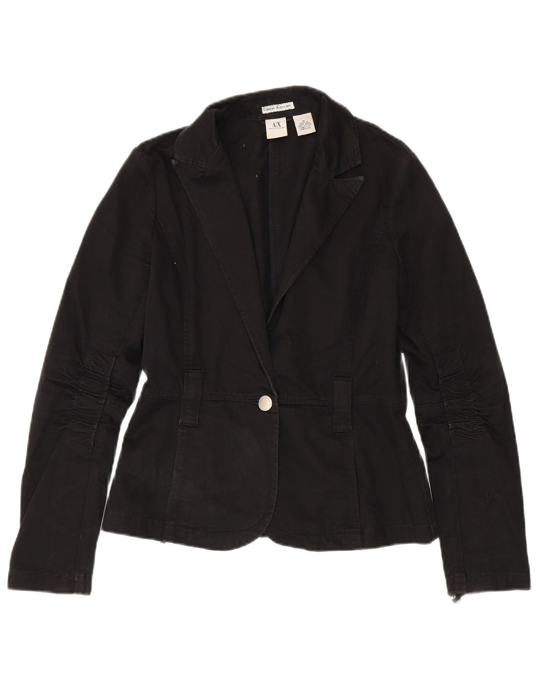 Armani Exchange Dame 1 Knap Blazer Jakke UK 12 Medium Sort Bomuld