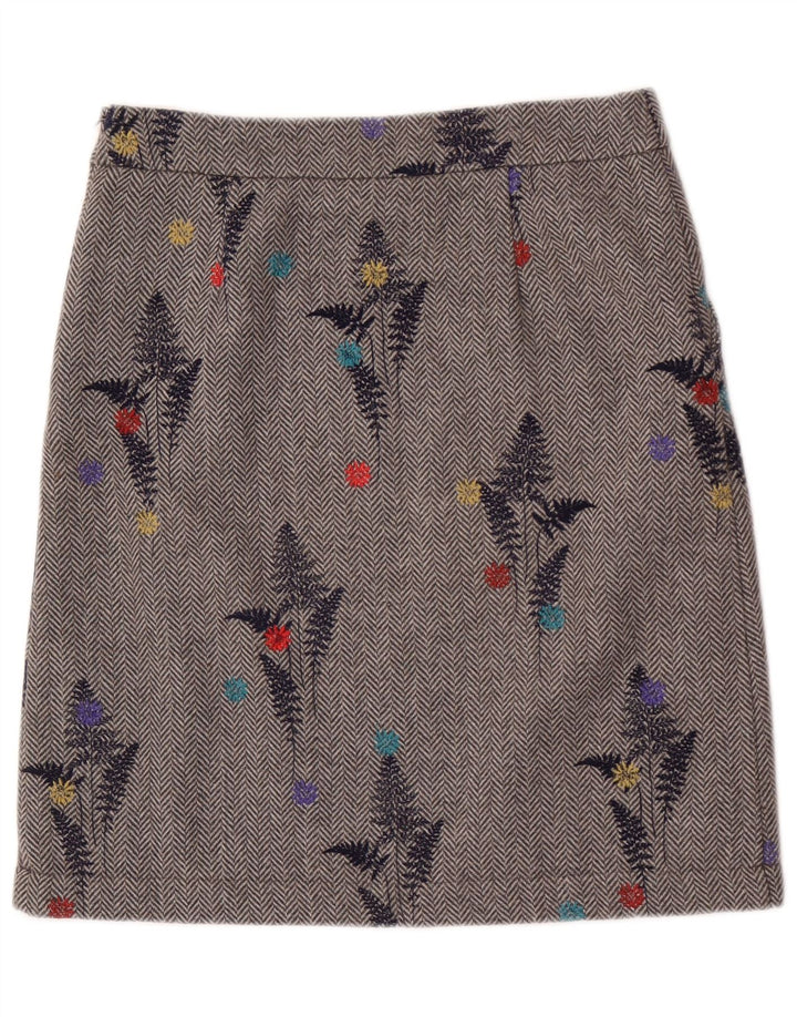 White Stuff Dame A-Line nederdel UK 8 Small W30 Grey Floral Polyester