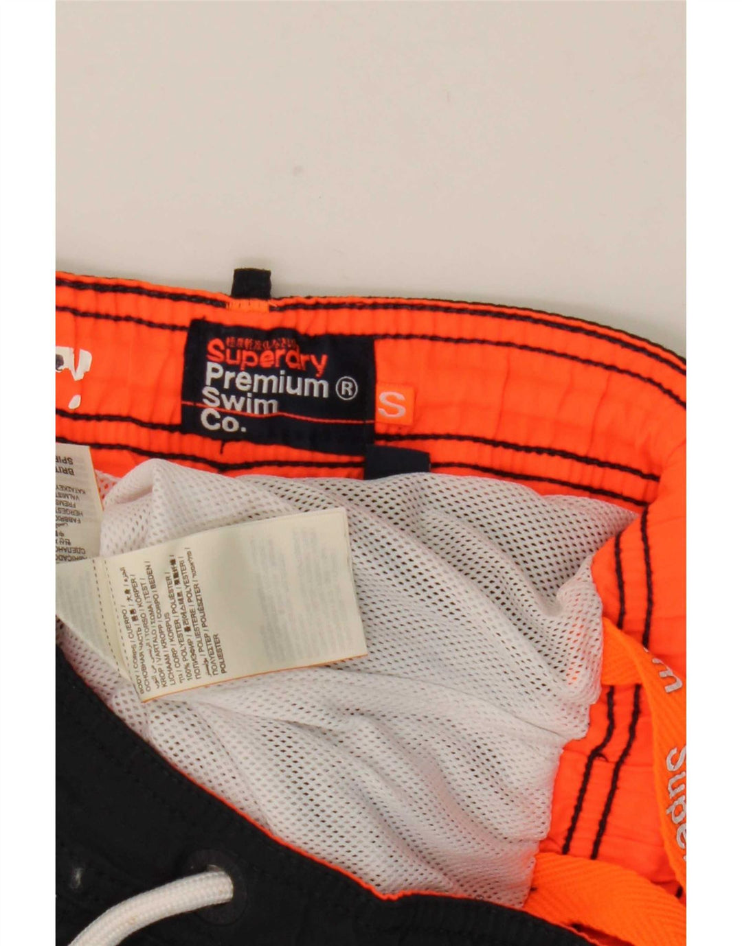 Superdry grafiske svømmeshorts til kvinder UK 10 Små marineblå polyester