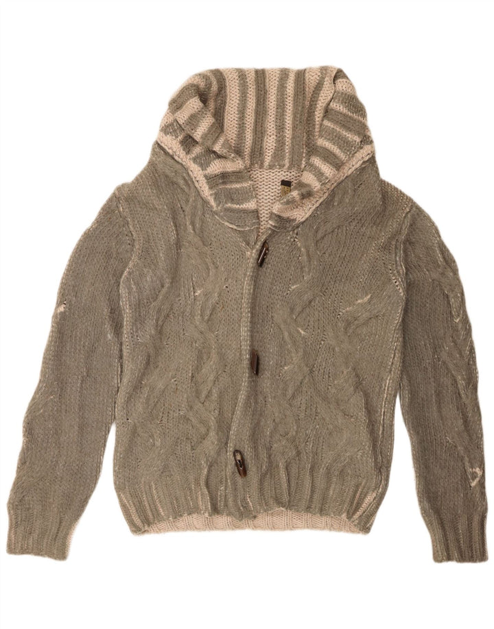 Zara Herre Cardigan Sweater Stor Grøn Stribet Akryl