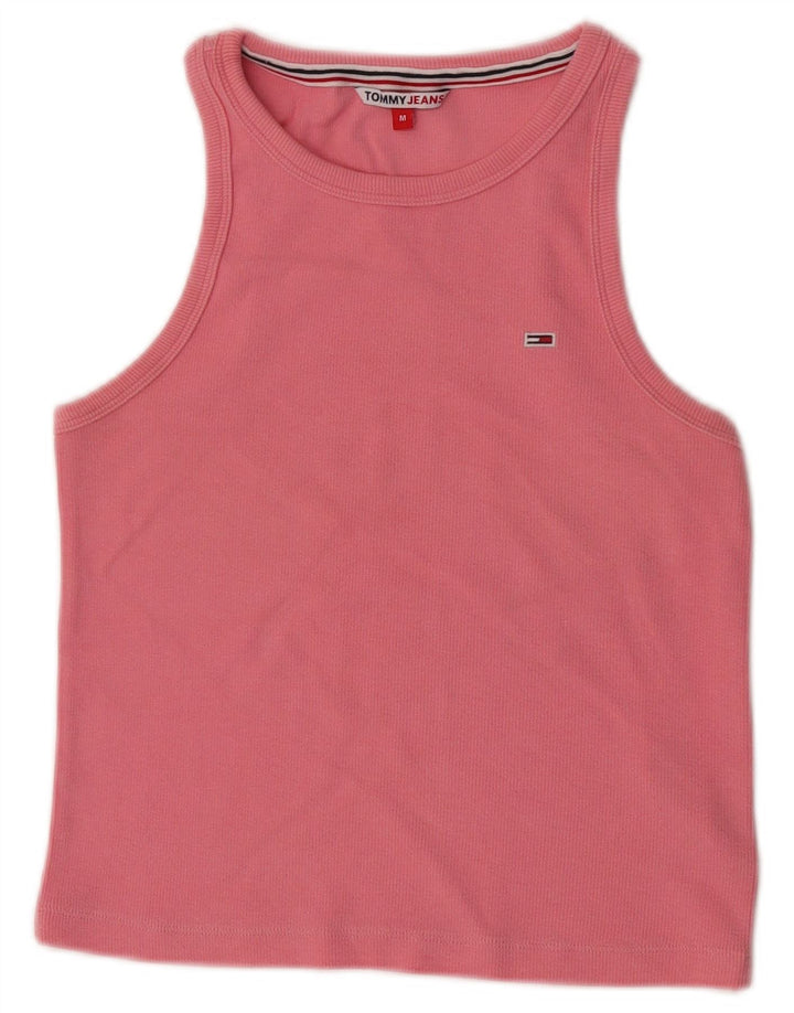 Tommy Hilfiger Dame Crop Vest Top UK 12 Medium Pink Bomuld