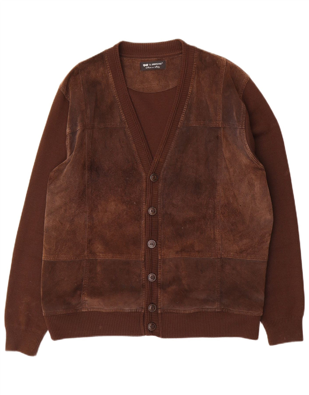 Il Granchio Herre Ruskind Cardigan Sweater Stor Brun Uld