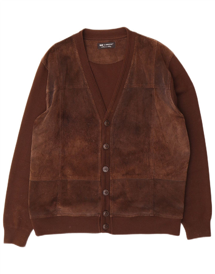 Il Granchio Herre Ruskind Cardigan Sweater Stor Brun Uld