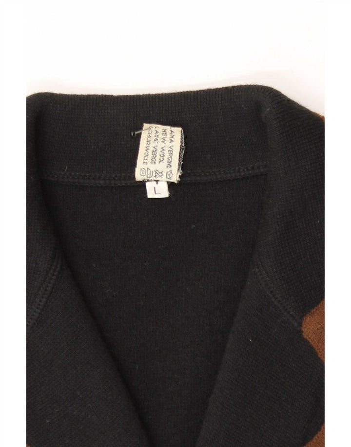 Vintage dame cardigan sweater UK 16 Large Black New Wool