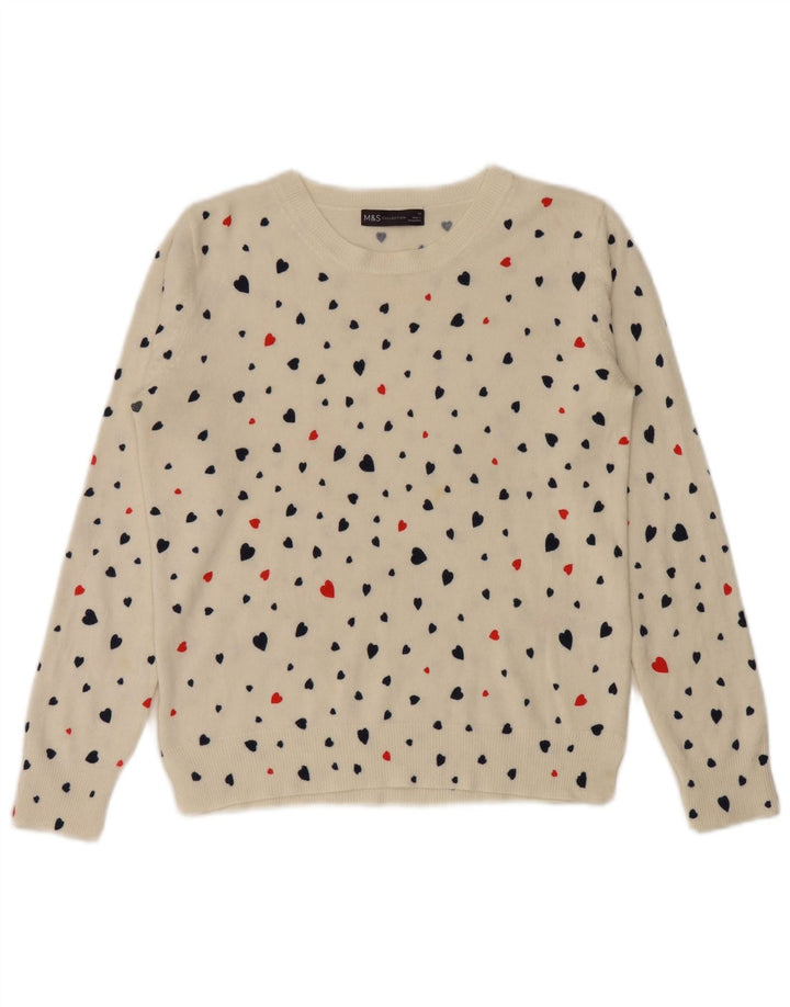 Marks & Spencer Dame Boat Neck Jumper Sweater UK 12 Medium White