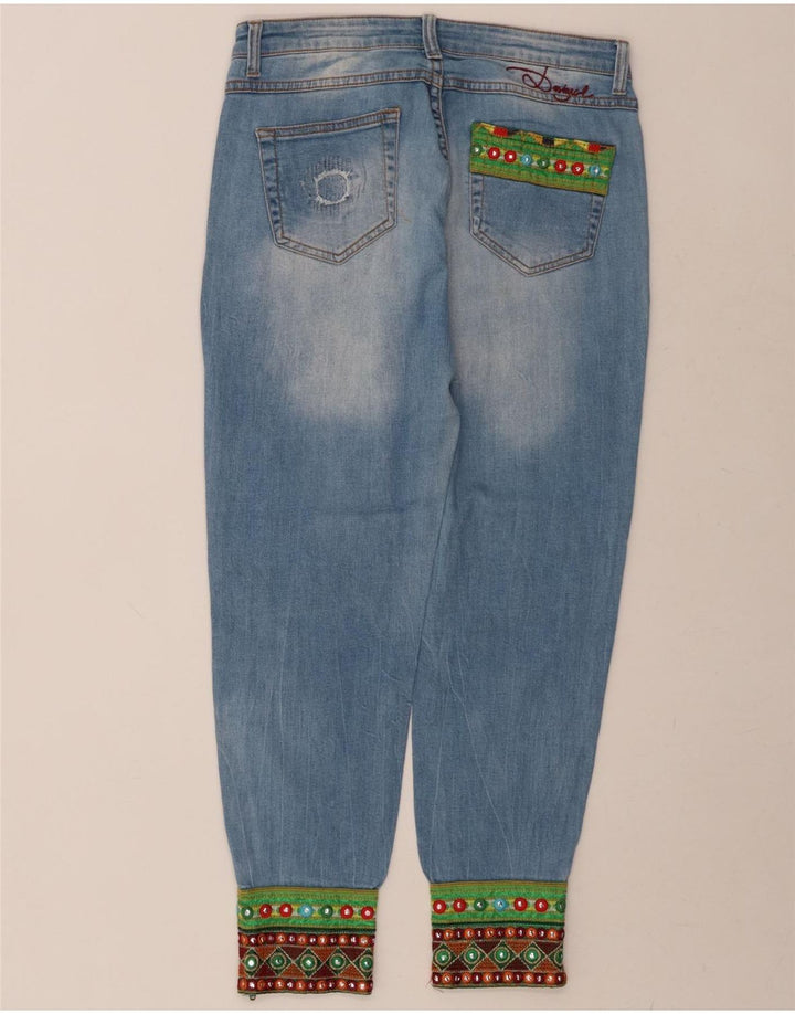 DESIGUAL Womens Joggers Straight Jeans W28 L27 Blue Patchwork Cotton Vintage Desigual and Second-Hand Desigual from Messina Hembry 