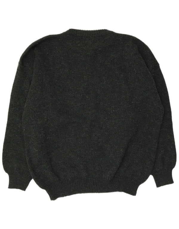 Vintage herre rund hals sweater stor grøn geometrisk akryl