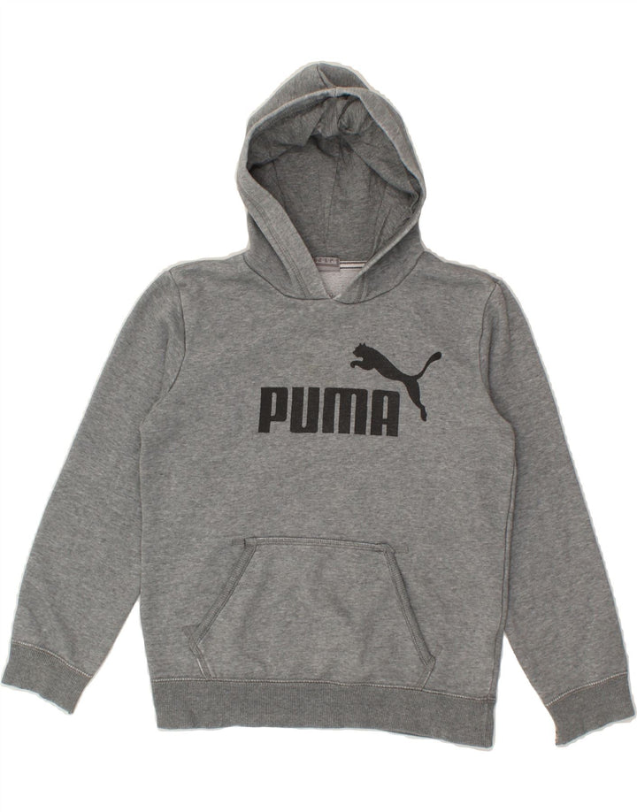PUMA Boys Graphic Hoodie Jumper 11-12 Years Large Grey Vintage Puma and Second-Hand Puma from Messina Hembry 