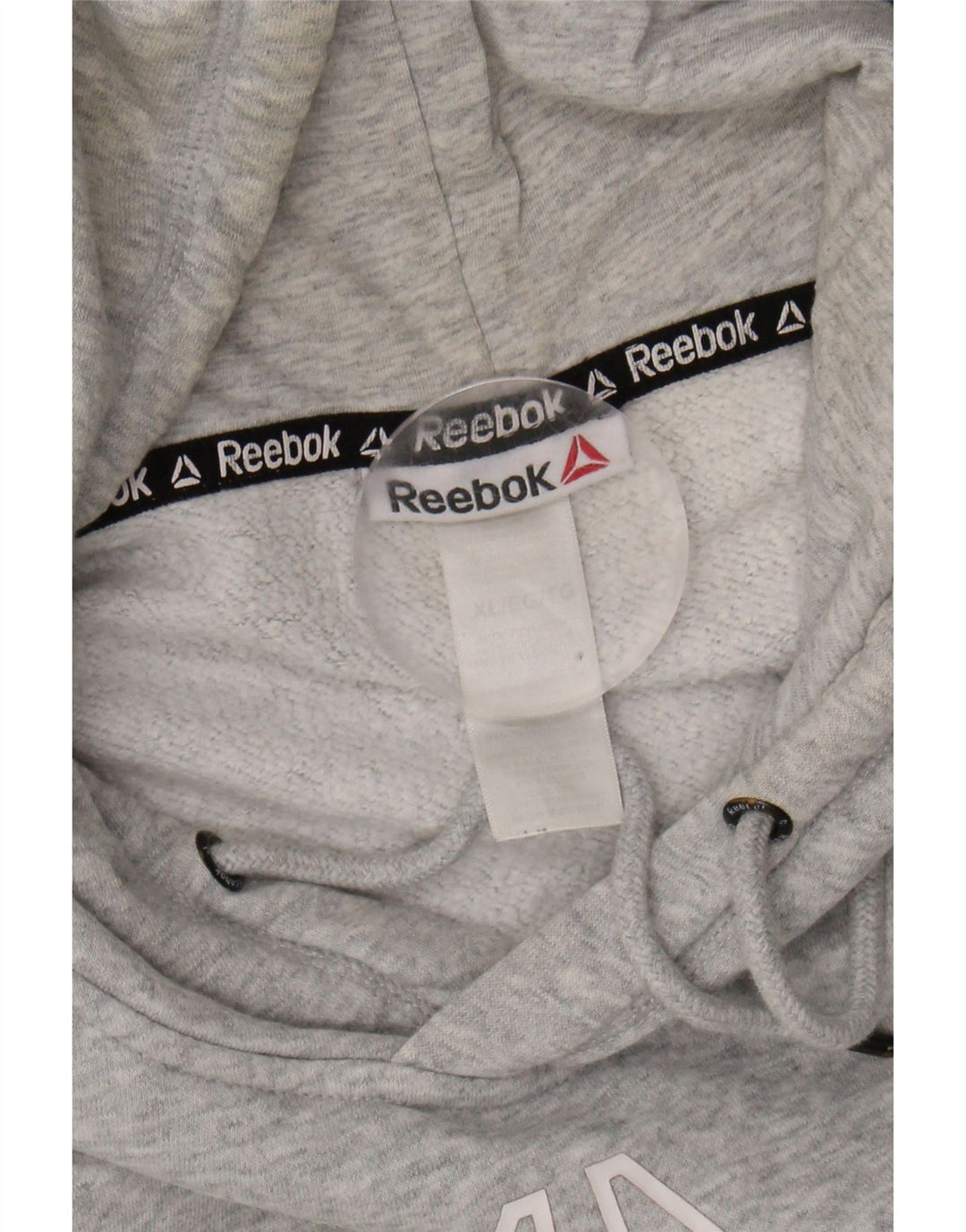 REEBOK Mens Graphic Hoodie Jumper XL Grey Cotton Vintage Reebok and Second-Hand Reebok from Messina Hembry 