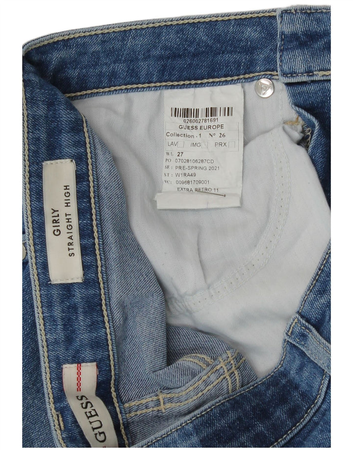 Guess Dame Girly Straight Jeans W27 L27 Blå Bomuld
