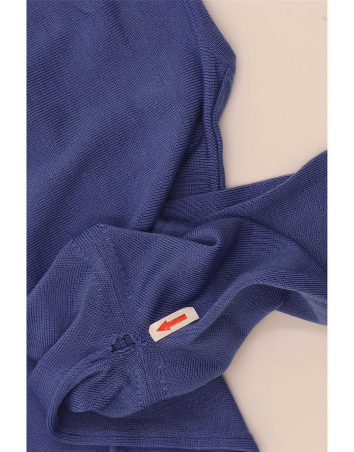 Marks & Spencer Dame V-hals sweater UK 12 Medium Blue Merino Wool