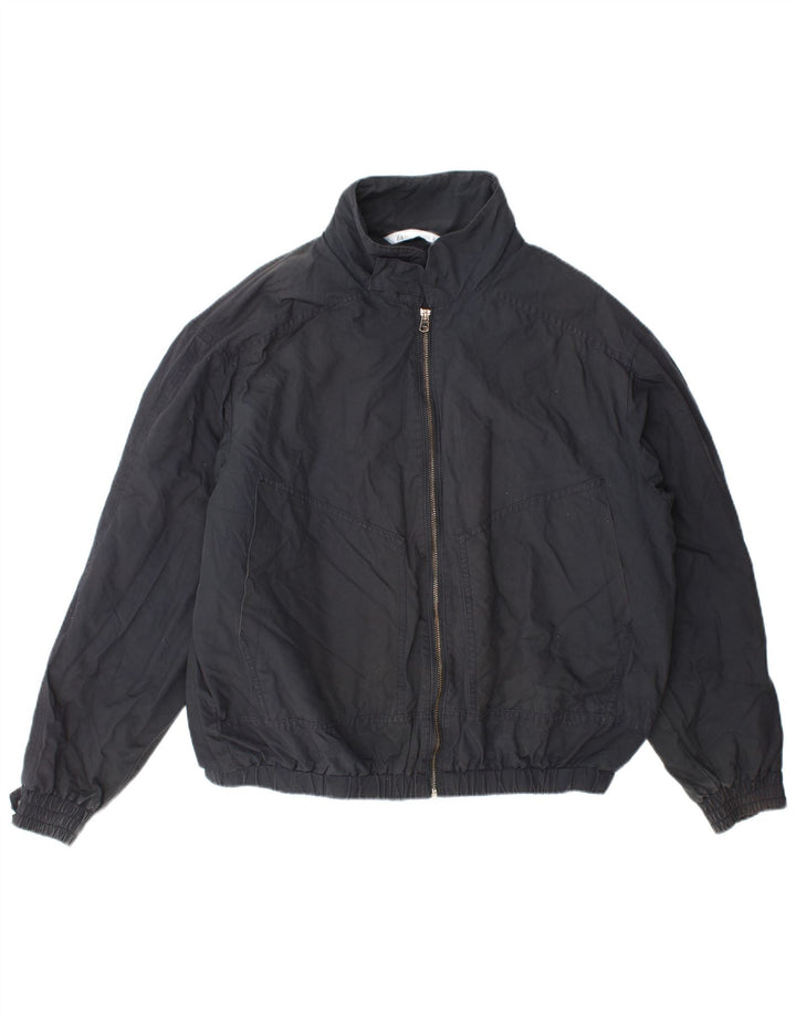 Zara Herre Bomber Jacket UK 40 Large Navy Blue Polyester