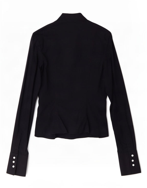 Byblos Womens Shirt Blouse IT 40 Small Navy Blue Cotton