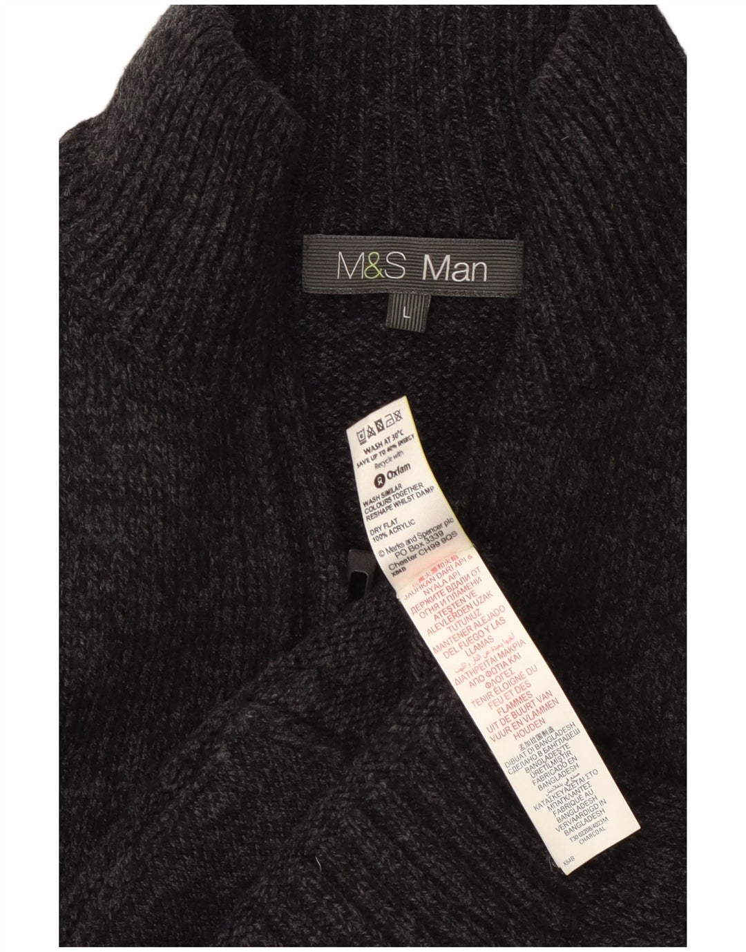Marks & Spencer Herre Cardigan Sweater Stor Grå Akryl