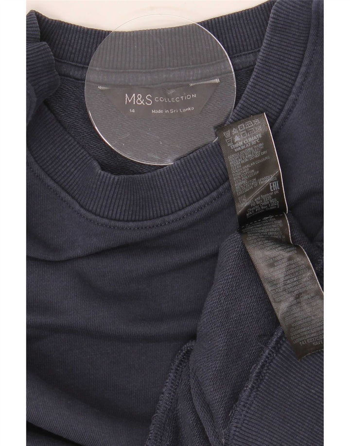 Marks & Spencer Dame Sweatshirt Jumper UK 14 Medium Navyblå Bomuld