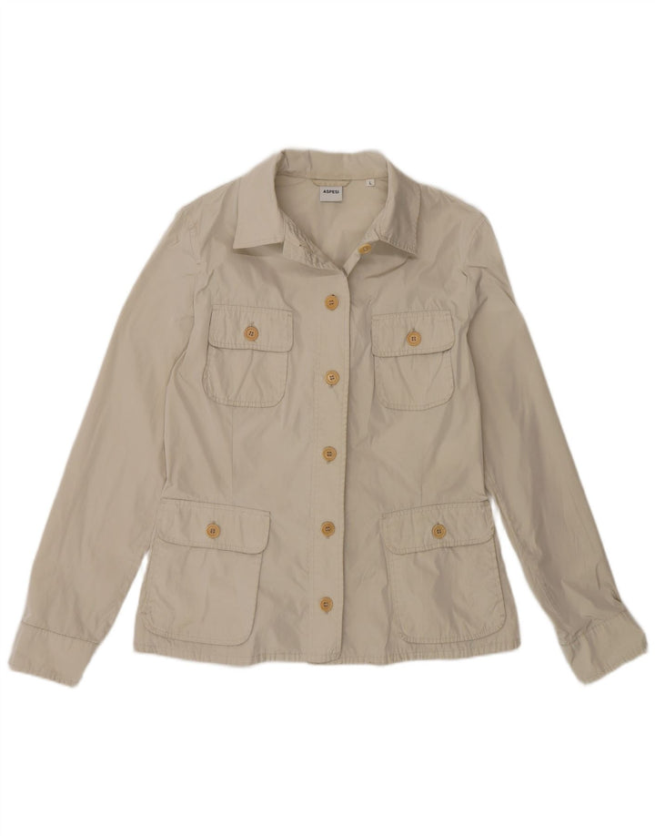 Aspesi Womens Utility Jacket UK 14 Large Beige Polyester