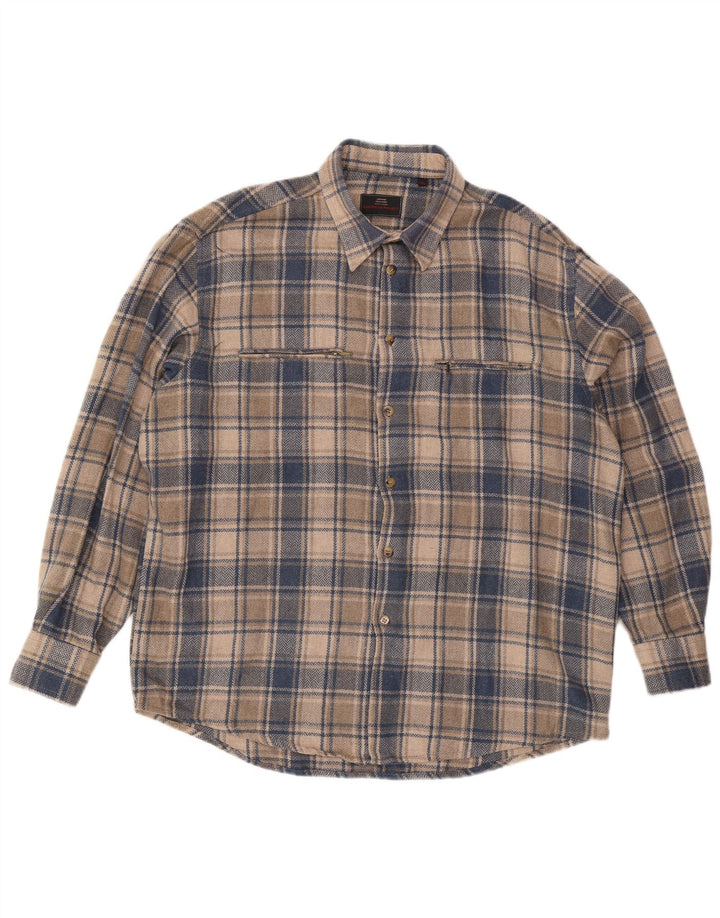 VINTAGE herre flannel skjorte 2XL blå ternet akryl