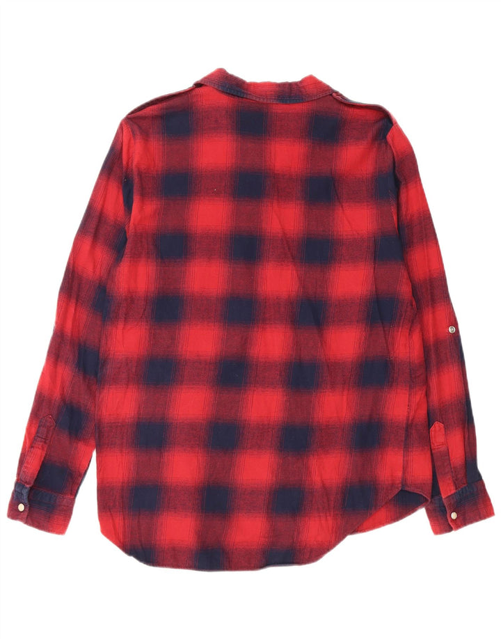 Zara Dame Military Flannel Shirt UK 12 Medium Red Check