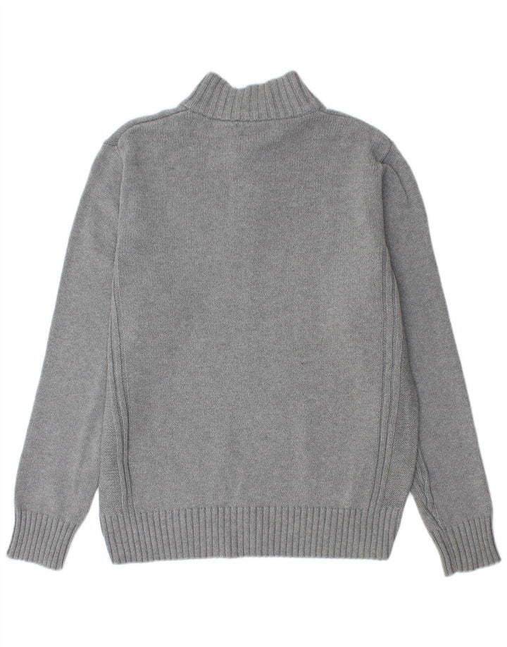 Marks & Spencer Herre Blue Harbor Button Neck Jumper Sweater Medium Grey