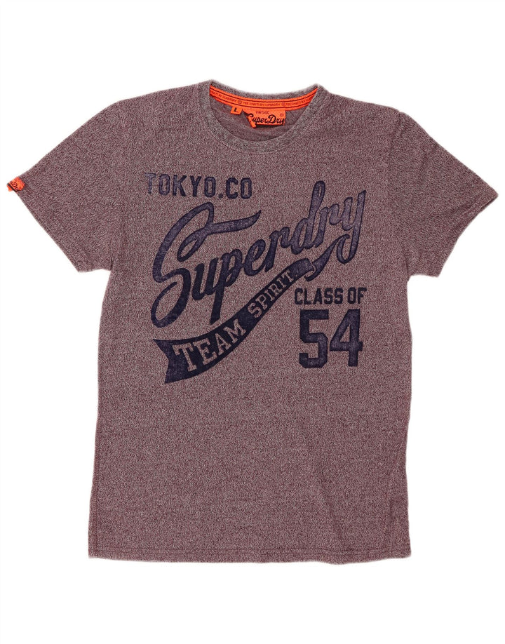 SUPERDRY Herre grafisk T-shirt Top Stor Bourgogne Flecked Bomuld