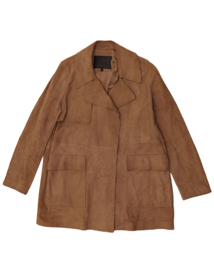 Massimo Dutti Dame Åben Ruskind Overfrakke UK 10 Små Beige Fåreskind
