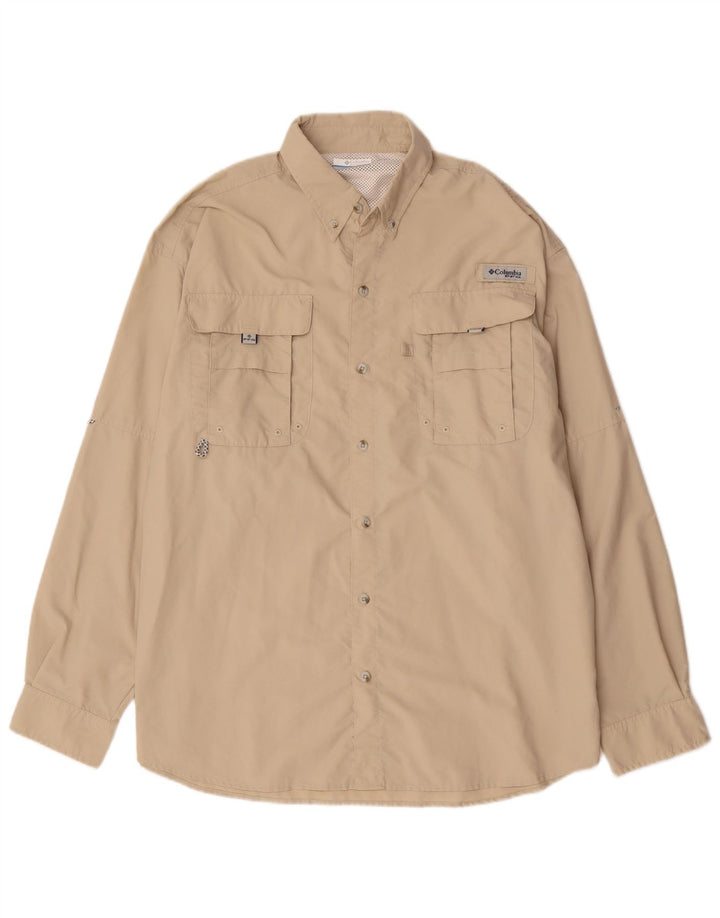 Columbia herreskjorte stor beige polyester