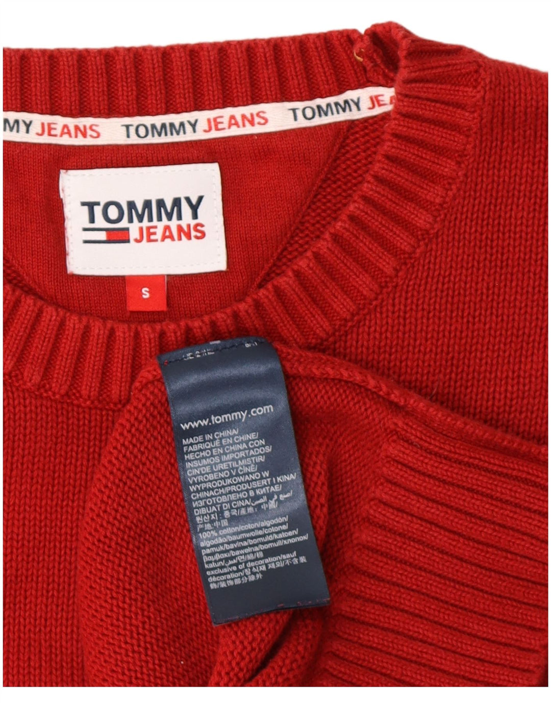 Tommy Hilfiger Herre sweater med rund hals, lille rød bomuld