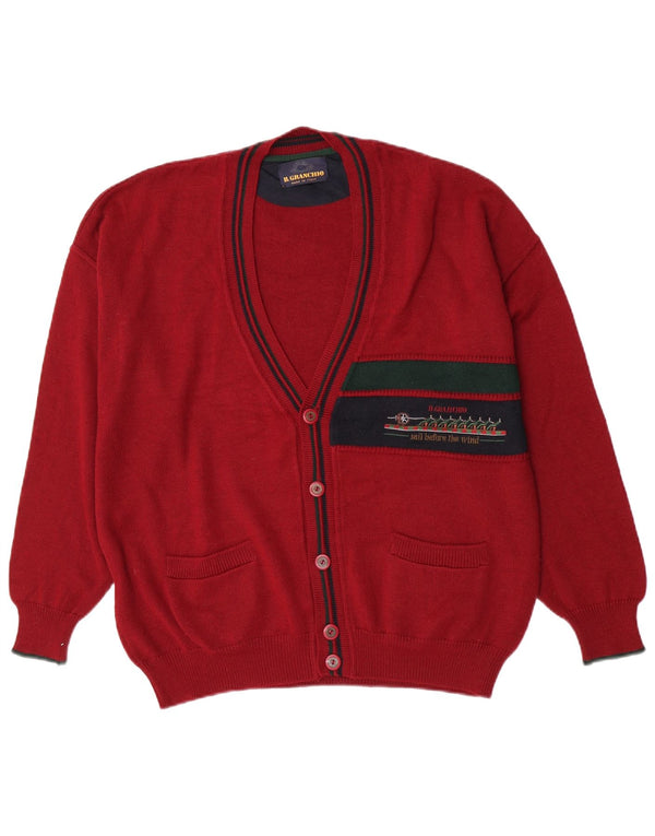 Il Granchio Herre Cardigan Sweater XL Burgundy Colourblock Uld