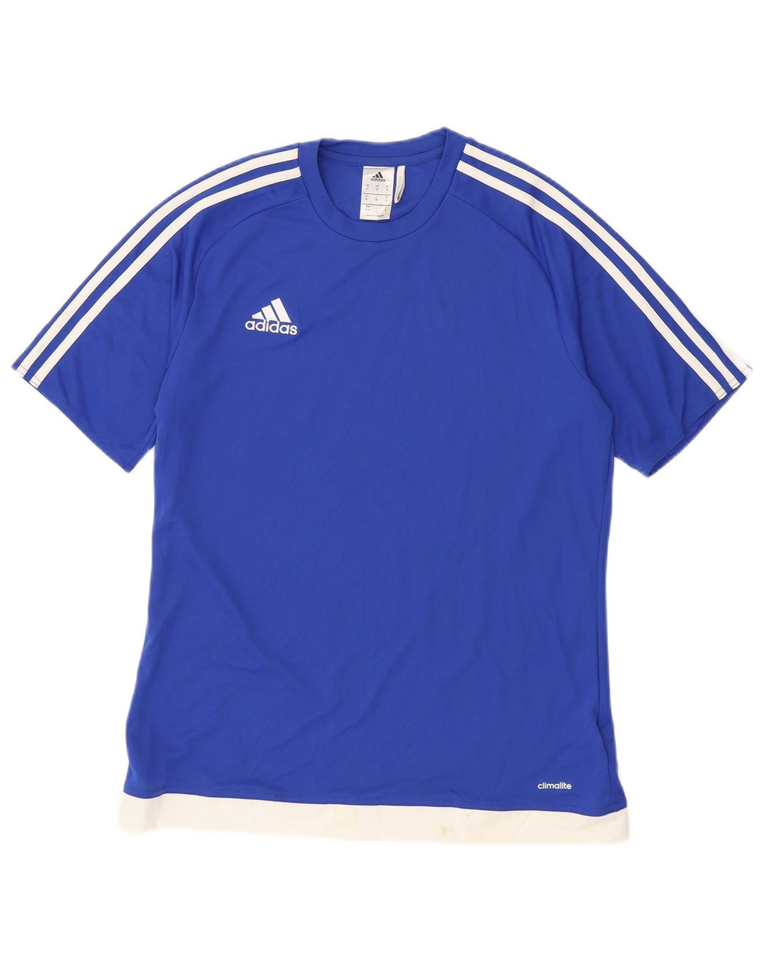 ADIDAS Herre Climalite T-Shirt Top Medium Blue Colourblock Polyester
