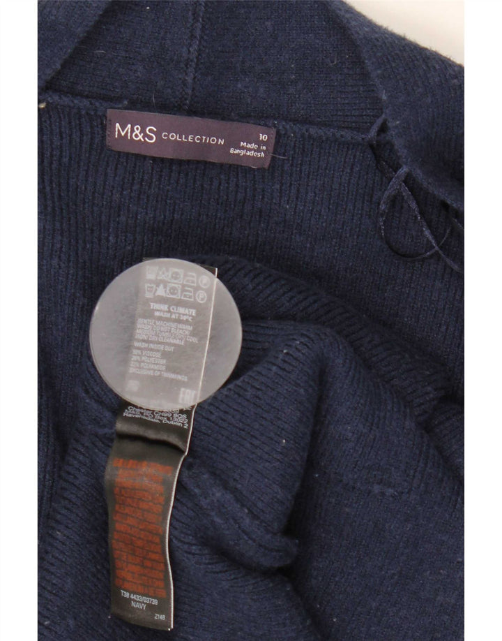 Marks & Spencer Dame Longline Åben Cardigan Sweater UK 10 Small Navy Blue