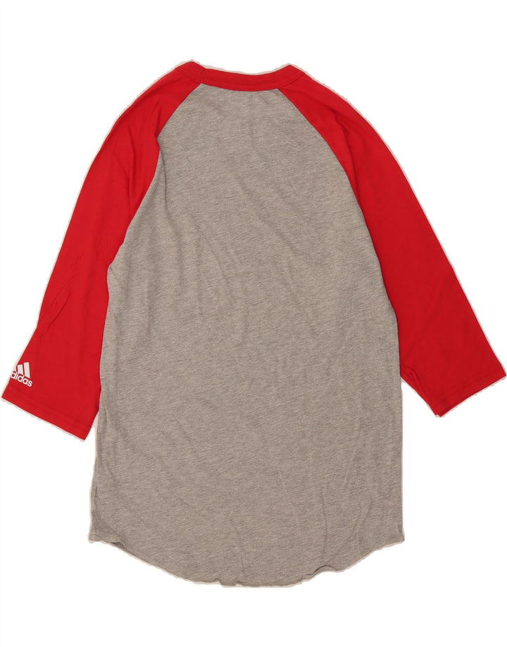 ADIDAS Mens Top 3/4 Sleeve Small Grey Colourblock Cotton Vintage Adidas and Second-Hand Adidas from Messina Hembry 
