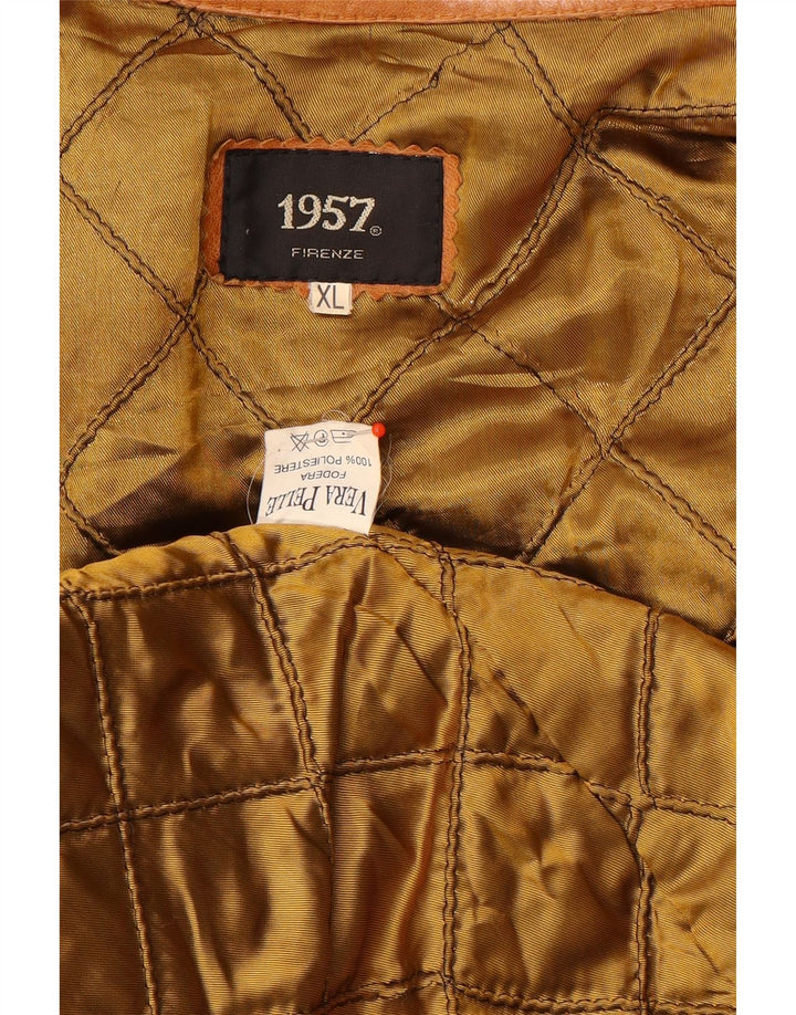 Vintage herre læderjakke UK 42 XL brunt læder