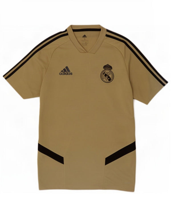 Adidas Herre Real Madrid T-Shirt Top Small Khaki Colourblock