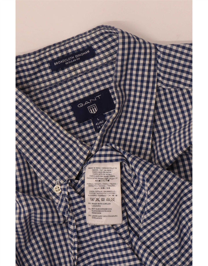 Gant Herre Regular Fit Skjorte Størrelse 41/42 16 1/2 Large Navy Blue Gingham