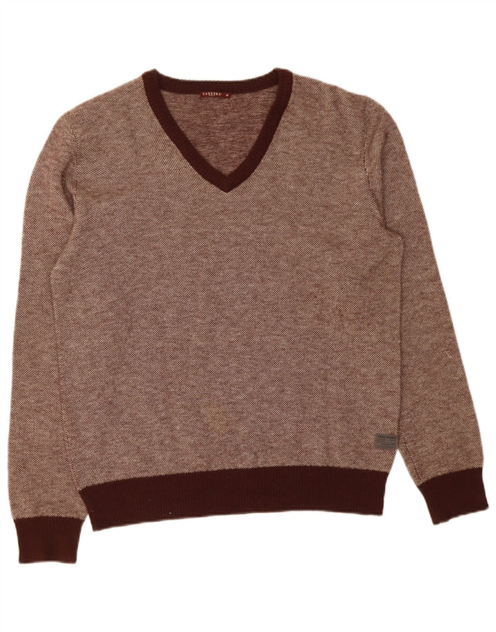 Carrera Herre V-hals sweater Medium Brun Flecked Uld