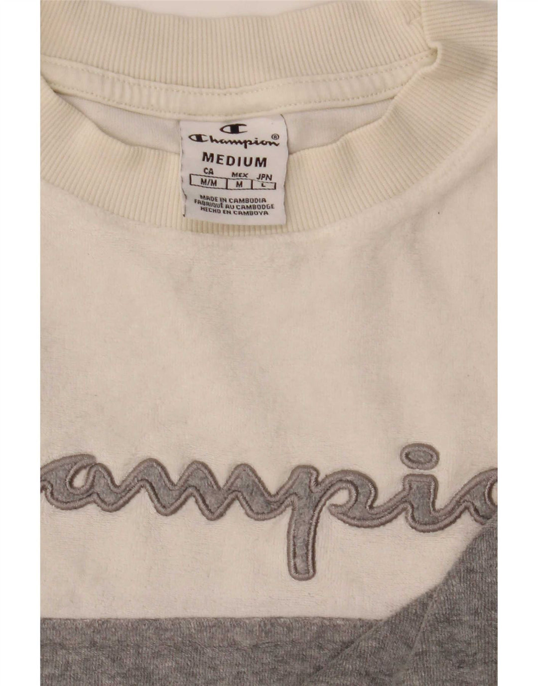 Champion Dame Grafisk Sweatshirt Jumper UK 14 Medium White Colourblock