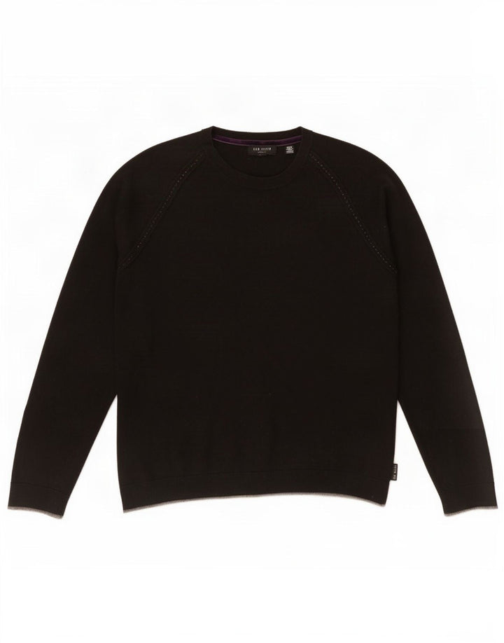 Ted Baker dame sweater med rund hals DK 14 Medium Sort bomuld