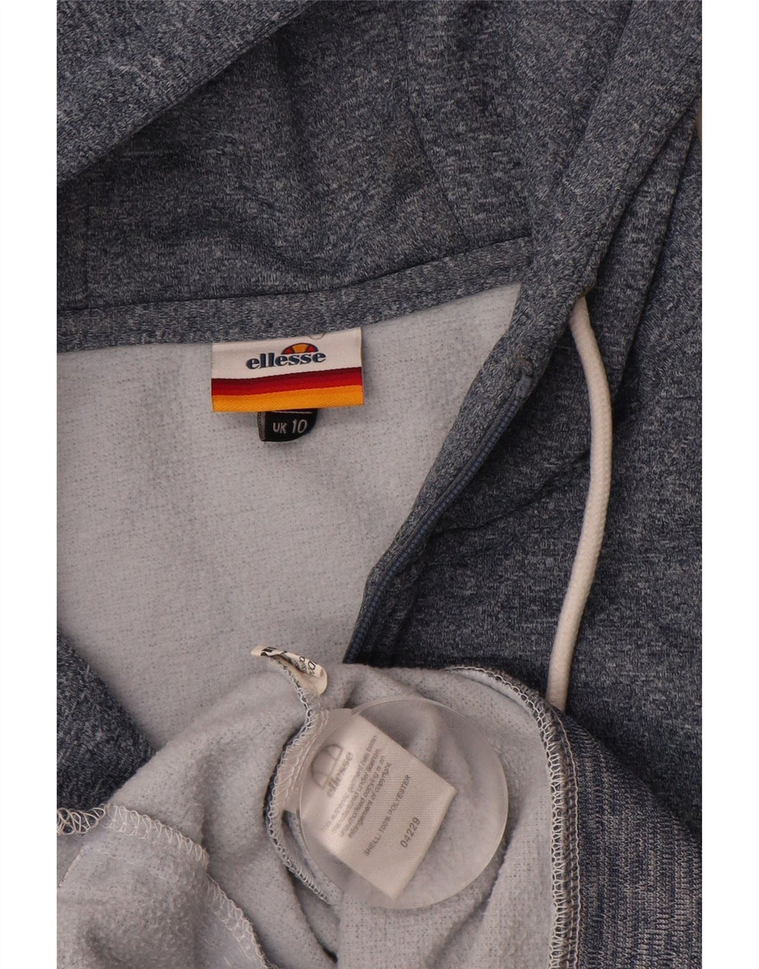 ELLESSE Womens Graphic Zip Hoodie Sweater UK 10 Small Navy Blue Polyester