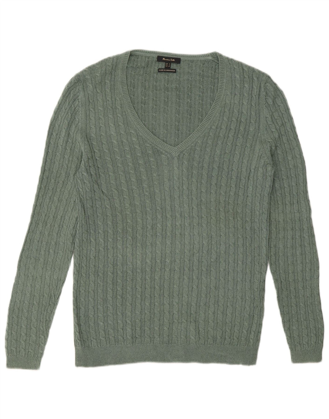 Massimo Dutti Dame V-hals sweater UK 10 Small Green Viscose